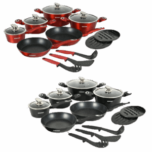 Batterie de cuisine 15 pièces avec revêtement en marbre (tous feux dont induction) HERZBERG