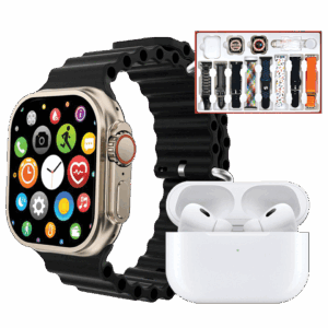 Coffret montre connectée, écouteurs sans fil Bluetooth, protection écran avec 8 bracelets Swiss ProLine