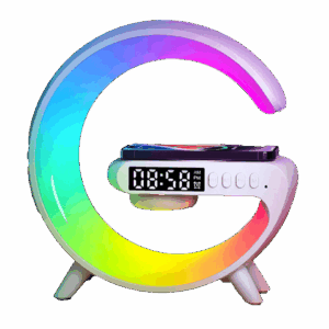 Lampe LED 4en1 connecté Bluetooth avec chargeur, hauts parleurs et réveil intégré