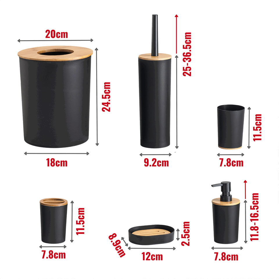 Set de 6 accessoires pour la salle de bain HERZBERG – Image 3