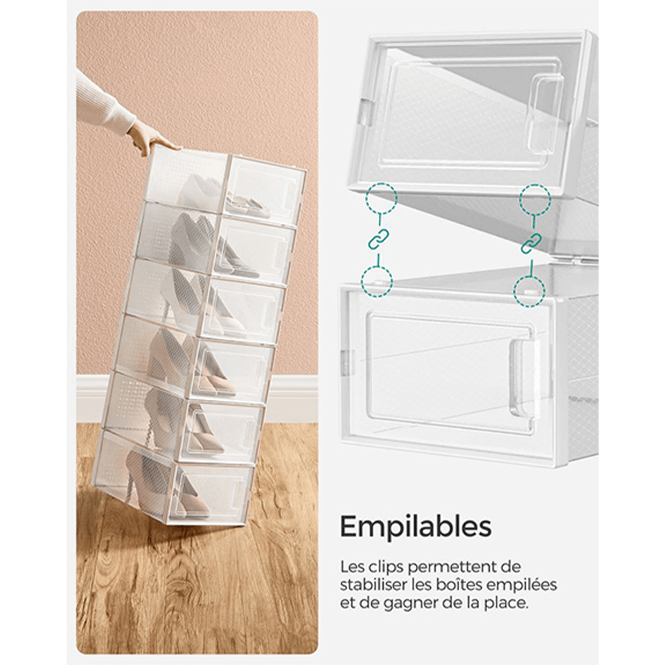 Boite de rangement pour chaussures modulable SONGMICS (18 boites) – Image 5