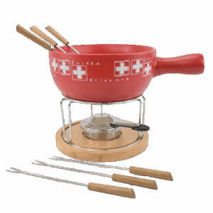 Caquelon à Fondue en céramique avec 6 fourchettes Ohmex