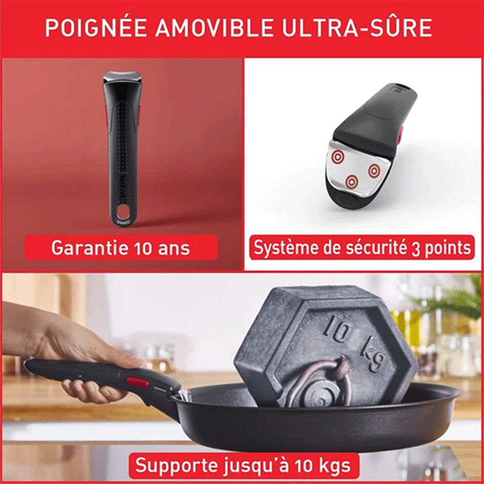 Batterie de cuisine 5 pièces avec poignée amovible TEFAL – Image 2