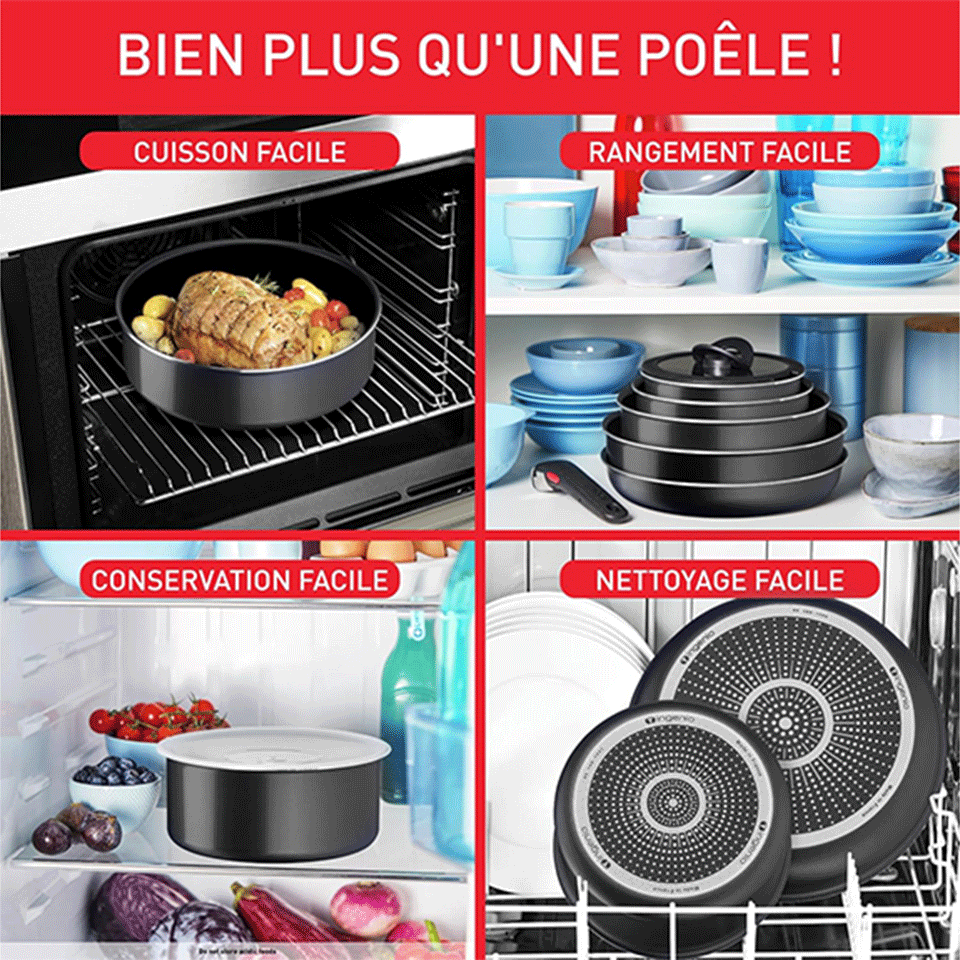 Batterie de cuisine 5 pièces avec poignée amovible TEFAL – Image 3